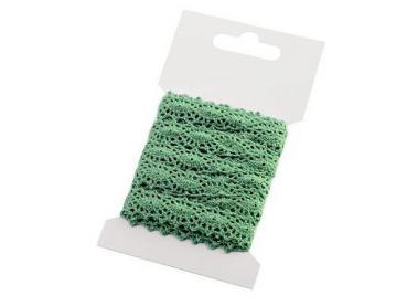 Klöppelspitze aus Baumwolle 12 mm Breite auf 3 m Wickel in Pastellgrün